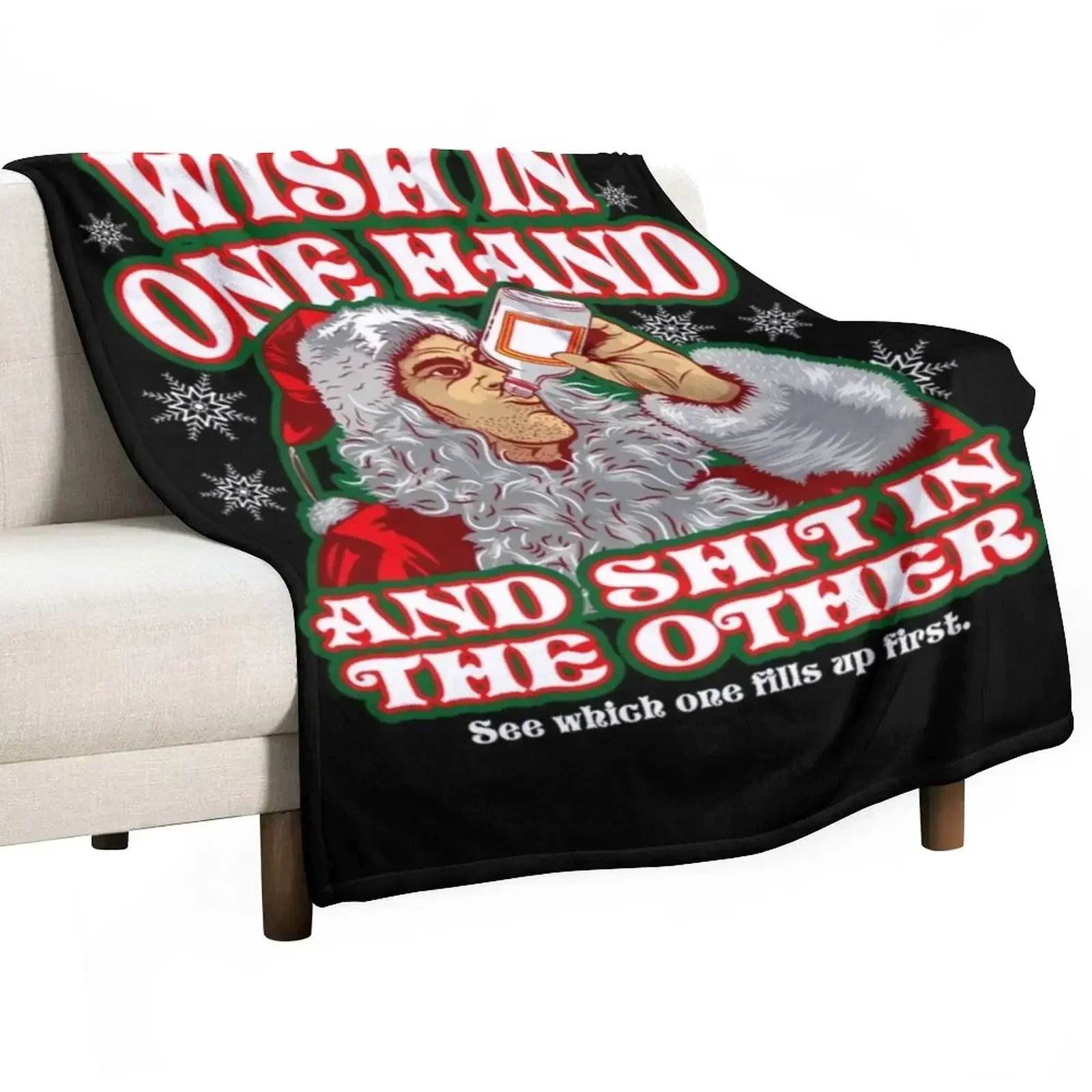 Bad Santa Throw Blanket Soft Home Decor Blanket for Couch Bedroom