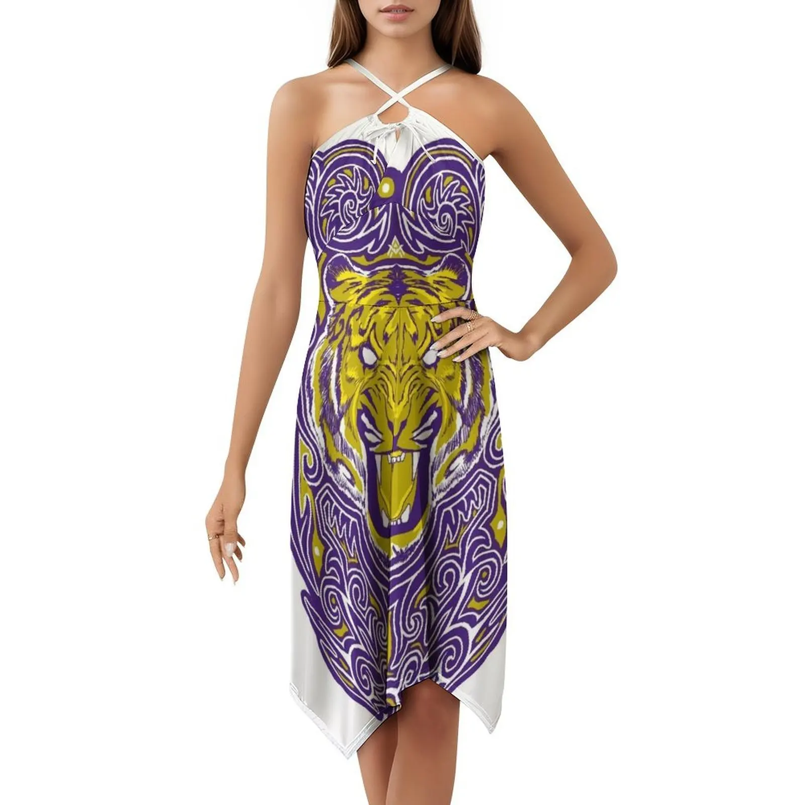 فستان كاجوال على الطراز الكوري بلون النمور النيلي للنساء فساتين مكتب يومية بسيطة للسيدات أرجواني أزرق نيلي فوشيا أرجواني