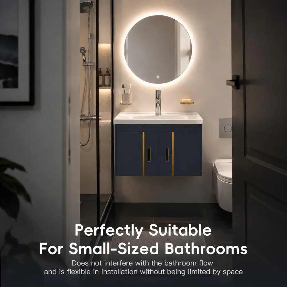 24 Inches Modern Bathroom Vanity With Sink, Wall Mounted Floating Cabinets With Double Doors And Handles, Ceramic Sink Combo Set