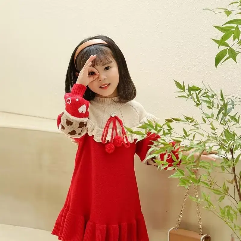 

Infant Girl Autumn Winter Dress Round Collar Kid Baby Girl Princess Dress Girl Dress