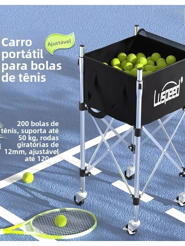 2025-new-portable-stainless-steel-tennis-ball-cart-large-capacity-multi-ball-collection-luspeed-tennis-accessories