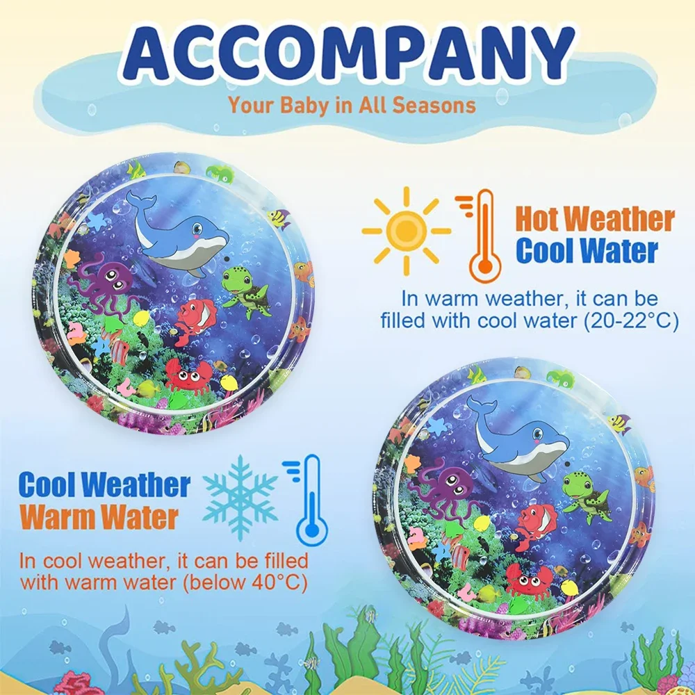 Tapis d'eau gonflable en PVC pour bébé, 100cm/39.37 pouces, 1 pièce, poulpe violet, tapis de jeu pour tout-petits, jouet d'activité d'éducation précoce pour enfants