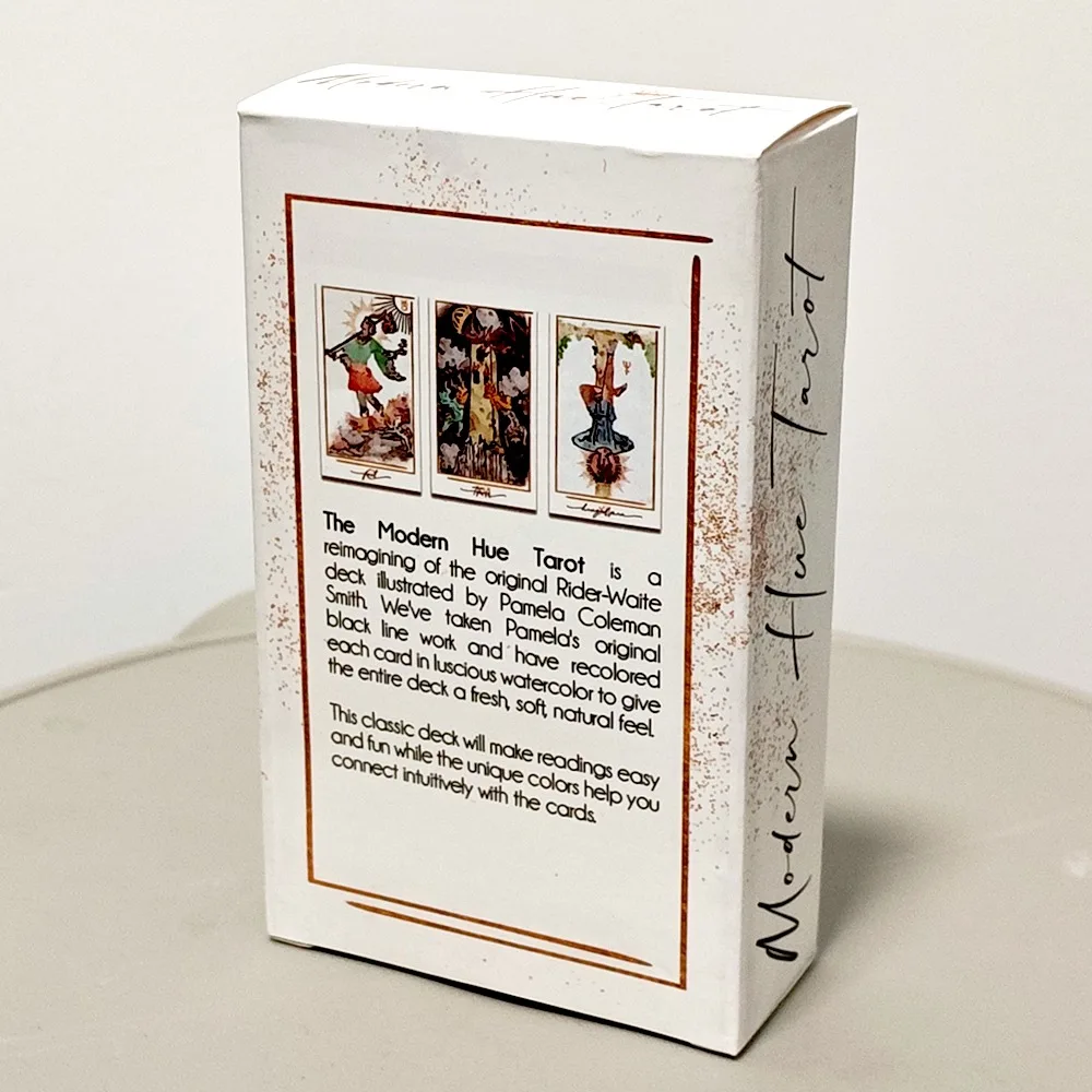 Modern Hue Tarot-Deck – 78 Aquarell-Tarotkarten basierend auf RWS-Bildern – Ästhetische Wahrsagekarten, doppelt geprägt, 12 x 7 cm