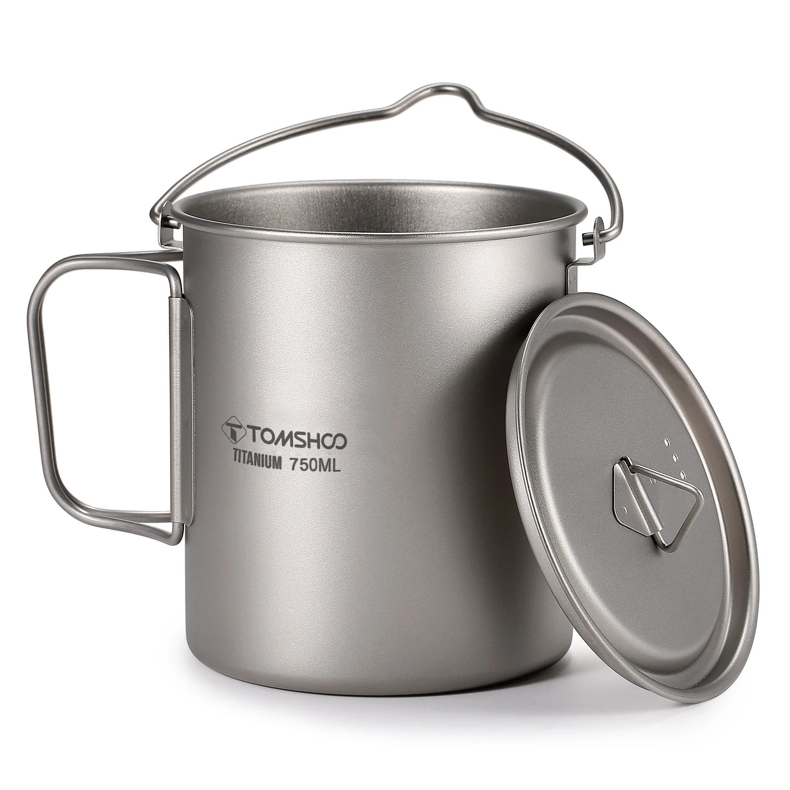 TOMSHOO Ultralight 750ml Titanium Pot Portable Titanium Water Mug Cup with Lid and Foldable Handle Outdoor Camping Cooking view 5