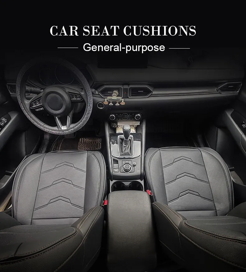 Vtear Universal PU Leather Car Seat Cushion Front Seat Pad Cover Breathable Non-Slip Bottom Protector Interior Accessories Parts