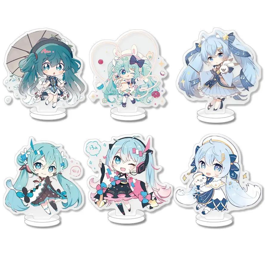 شعبية أنيمي الطرفية لطيف هاتسون ميكو Q-نسخة الحلي، الاكريليك الواقف مجموعة من ستة، هدايا عيد الميلاد الرائعة #2