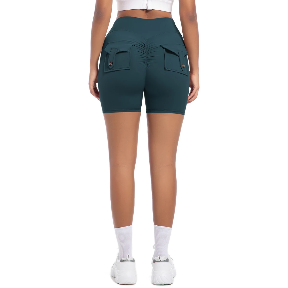 Yoga Shorts for Women Pocket Scrunched Butt Gym Leggings High Waist Push Up Tights Sexy Booty Sports Shorts Fitness