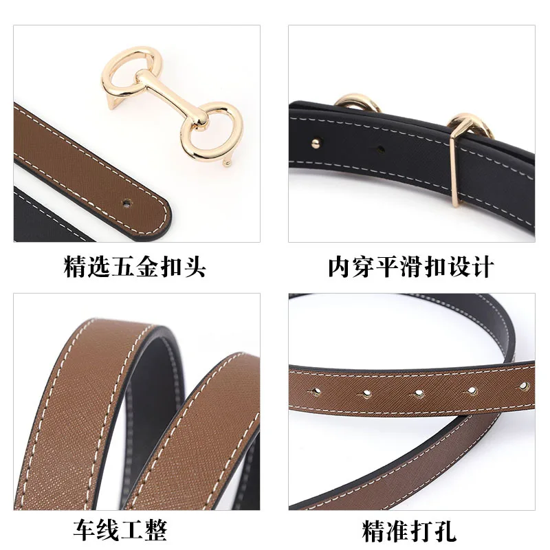 2022 New Double-sided Available Ladies Belt Fashion All-match Leather Belt Jeans Ins Wind Decoration Trend Cowhide Belt