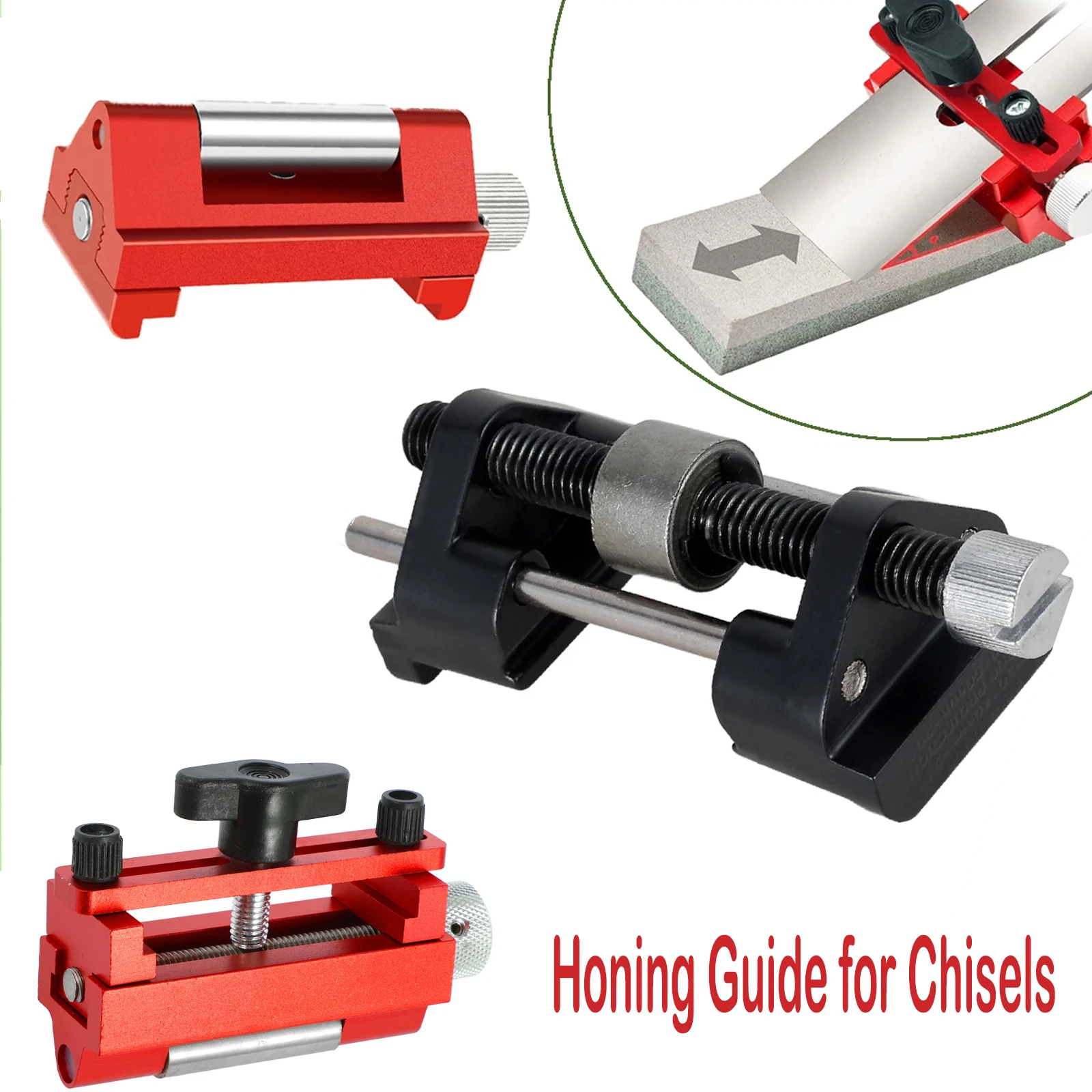 

Honing Guide Adjustable Alloy Chisel Sharpening Jig Fixed Angle Sharpening Guide Kit Woodworking Tool for 0.15-2.11 inch Chisels