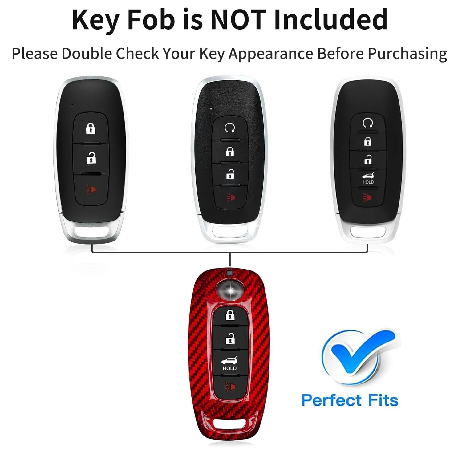 Key Cover For Nissan Real Carbon Fiber Key Shell Keychain For Nissan 3/4/5 Button 2024 Pathfinder Rouge 4Runner Key Protector