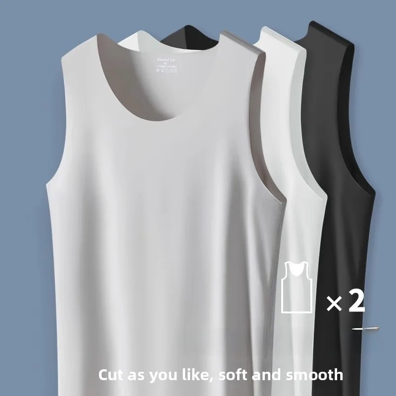 

Мужская летняя тонкая дышащая быстросохнущая спортивная майка из ледяного шелка для бега, свободного кроя, больших размеров, из нейлона и спандекса