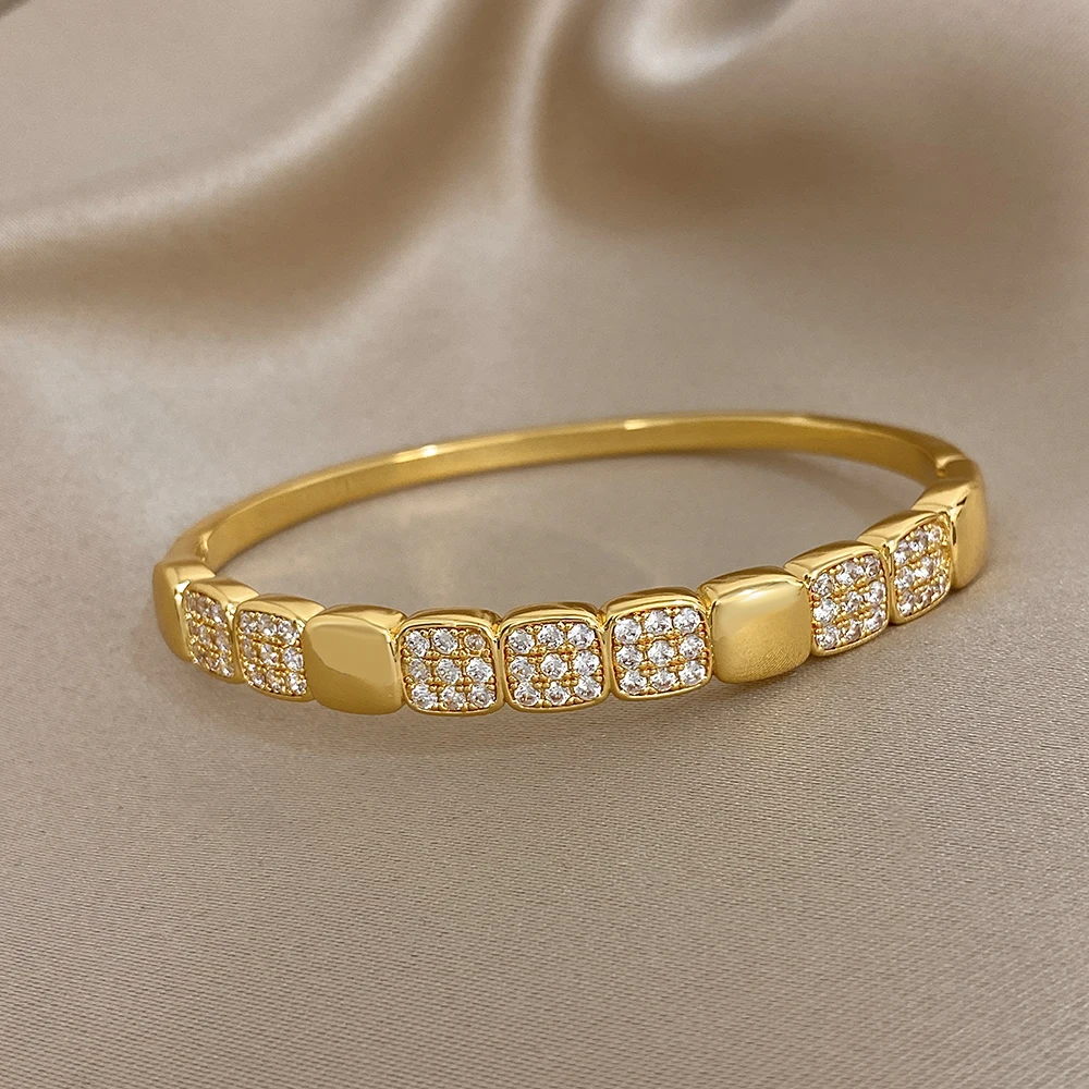 Greatera موضة ساحة كاملة حجر الراين مطعمة تقسم النحاس سوار للنساء الرجال حساسية كول شعبية الإسورة الأكثر مبيعا