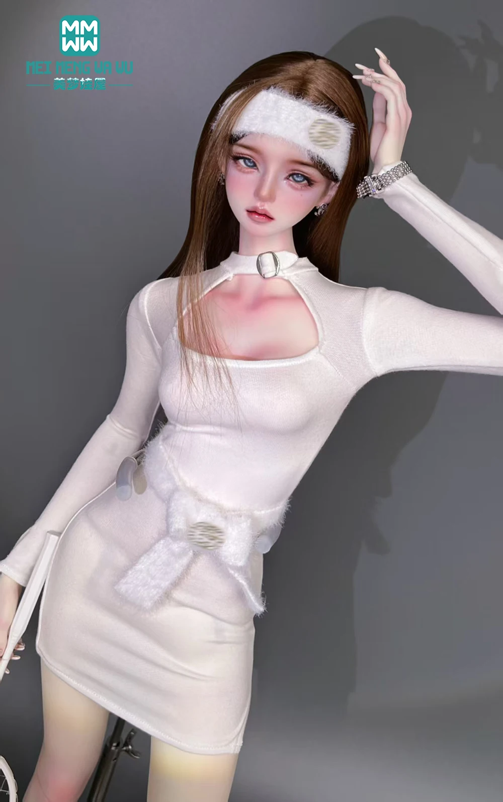미니 패셔너블 메탈 버클 티셔츠 58-60cm 1/3 BJD DD SD 장난감 소녀 선물에 적합