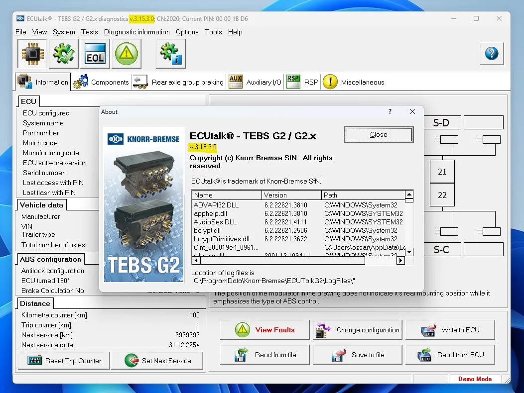 For Knorr Bremse Diagnostic TEBS-G2  v3.15.3+Activator