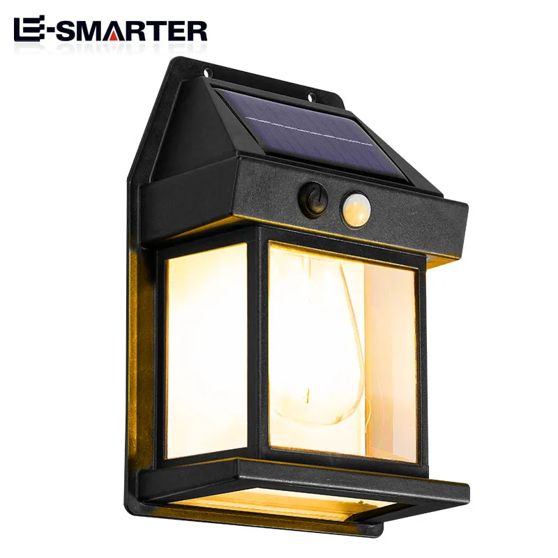 Motion Sensor Solar Tungsten Night Lamp Intelligent Wall Lamp 3 Lighting Modes Waterproof Courtyard Garden Decoration Lantern