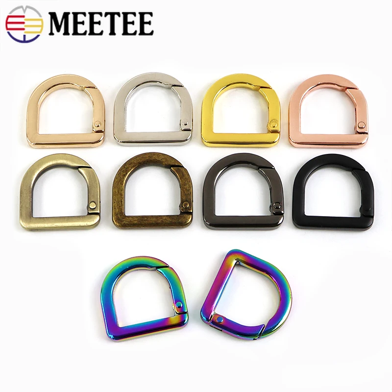 

10-50Pcs Meetee 20mm Metal D Ring Buckle Spring Hook Handbag Strap Openable Connector Bag Chain Snap Clasp Hardware Accessories