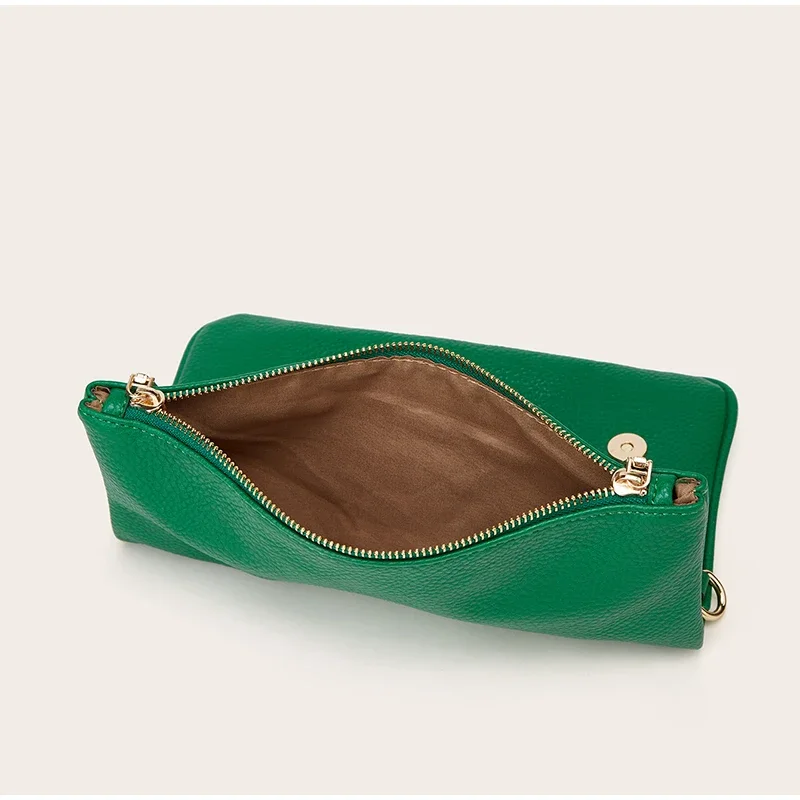 Pebbled Lychee Texure Umhängetasche, kompakte, schicke Umhängetasche mit Unterarmkette, elegante, trendige, kleine, quadratische Damen-Clutchtasche – Detail 16