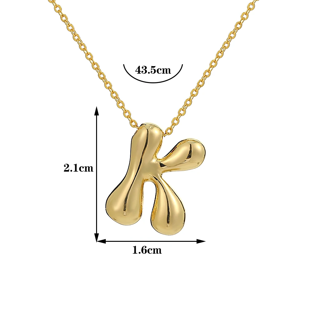 Greatera Gold Color Chunky Balloon Bubble Initial Letter Pendant Choker Necklaces for Women Custom Personalized Jewelry