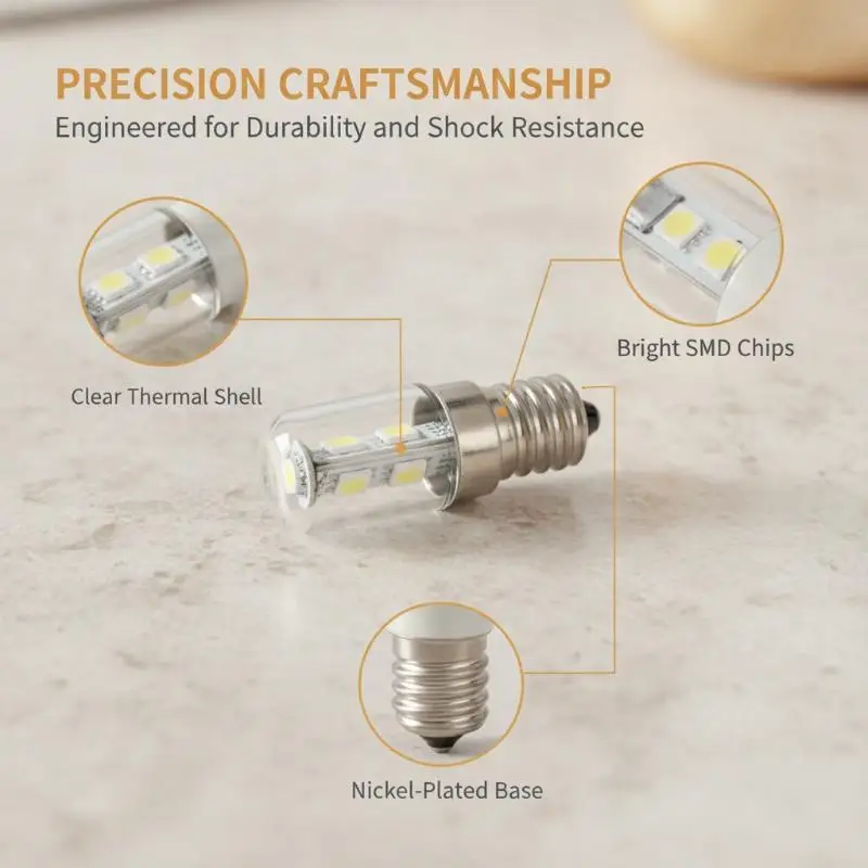 LED Fridge Replacement Light Bulb E12 E14 E17 Base 220V Cold White Corn Lamp for Home Freezer Display Case