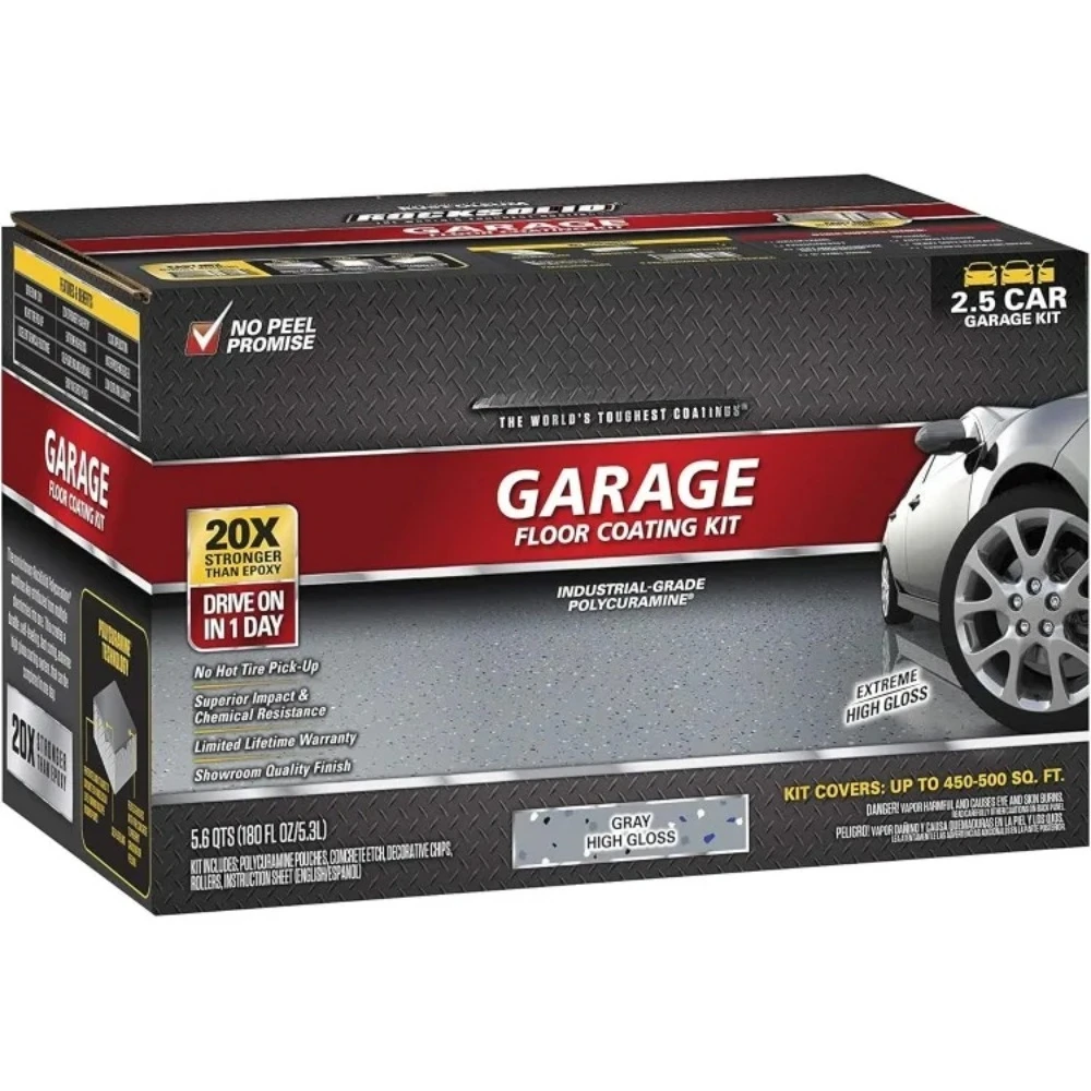حار بيع. 293513 طلاء أرضية جراج من البولي كورامين RockSolid، طقم سيارة 2.5، تصميم مبتكر باللون الرمادي شديد اللمعان
