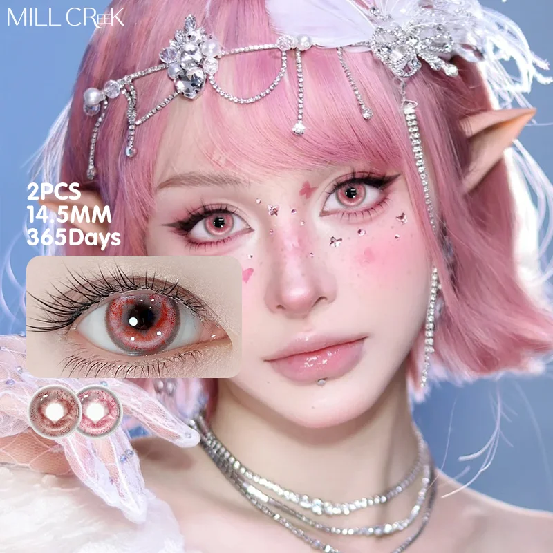 MILL CREEK Cosplay Kontaktlinsen für Augen, farbige Schüler, rosa Linsen, natürliche Mode, Kontaktlinsen, rote Kontakte, Kosmetik, 2 Stück