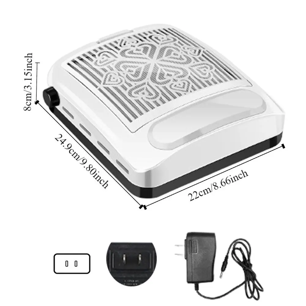 Colector de polvo de uñas de 100W, pantalla de filtro extraíble, potente Extractor de succión, ventilador, máquina herramientas de manicura, velocidad ​ ​ Ajustable