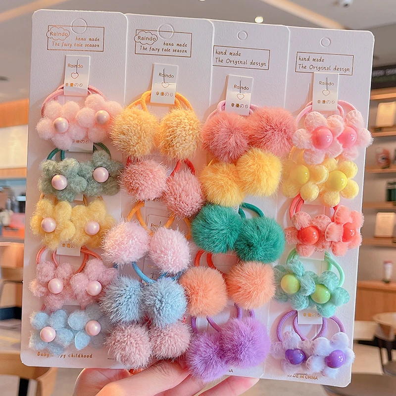 Bandas de cabelo elástico para meninas, titular rabo de cavalo, bonito Scrunchies, desenhos animados animais e frutas, acessórios para cabelo do miúdo, 3 cm, 2 PCs/Set, 6 PCs/Set, 10 PCs/Set, 20 PCs/Set