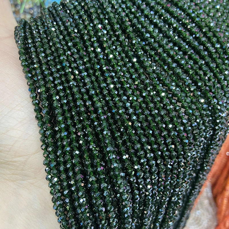 Natural Faceted Green Sand Stone Gemstone Stone Round Loose Spacer Beads For Jewelry Making Bracelet Necklace Handmade 2 3 4mm