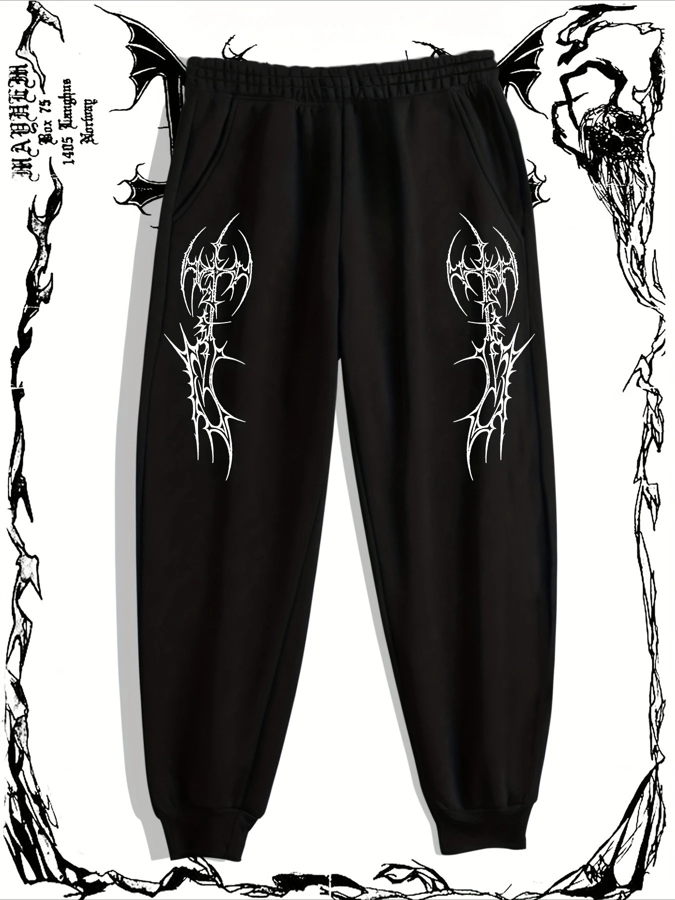 

2026 осень и зима, хит продаж, модные мужские повседневные спортивные брюки с темной готической текстурой на груди, большой размер