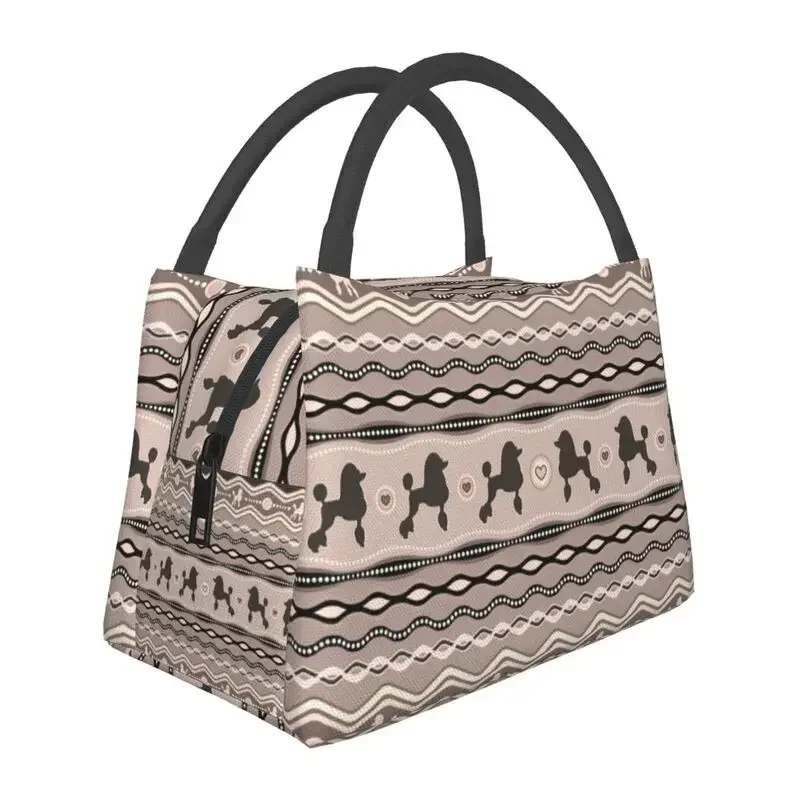 

Poodle Love Insulated Lunch Bags for Women Decorative Pattern in Pastels Portable Cooler Thermal Bento Box Work Travel