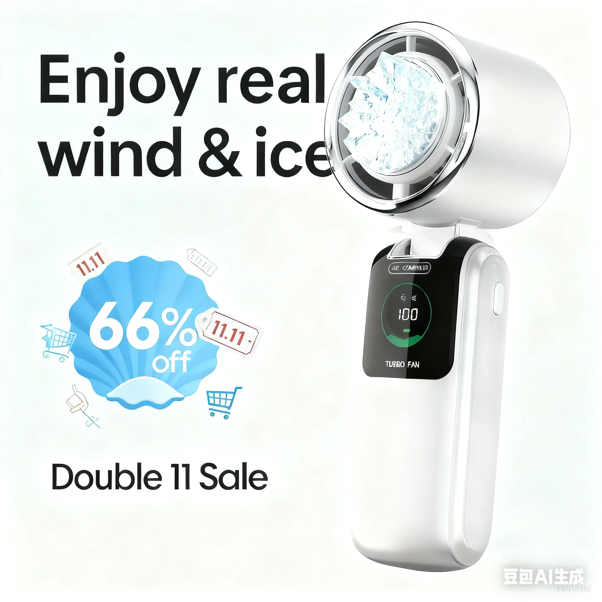 Handheld High Speed Cooling Fan 3600mAh Battery 9H Long Battery Life LED Display One Touch Cooling Foldable & NeckHanging Design