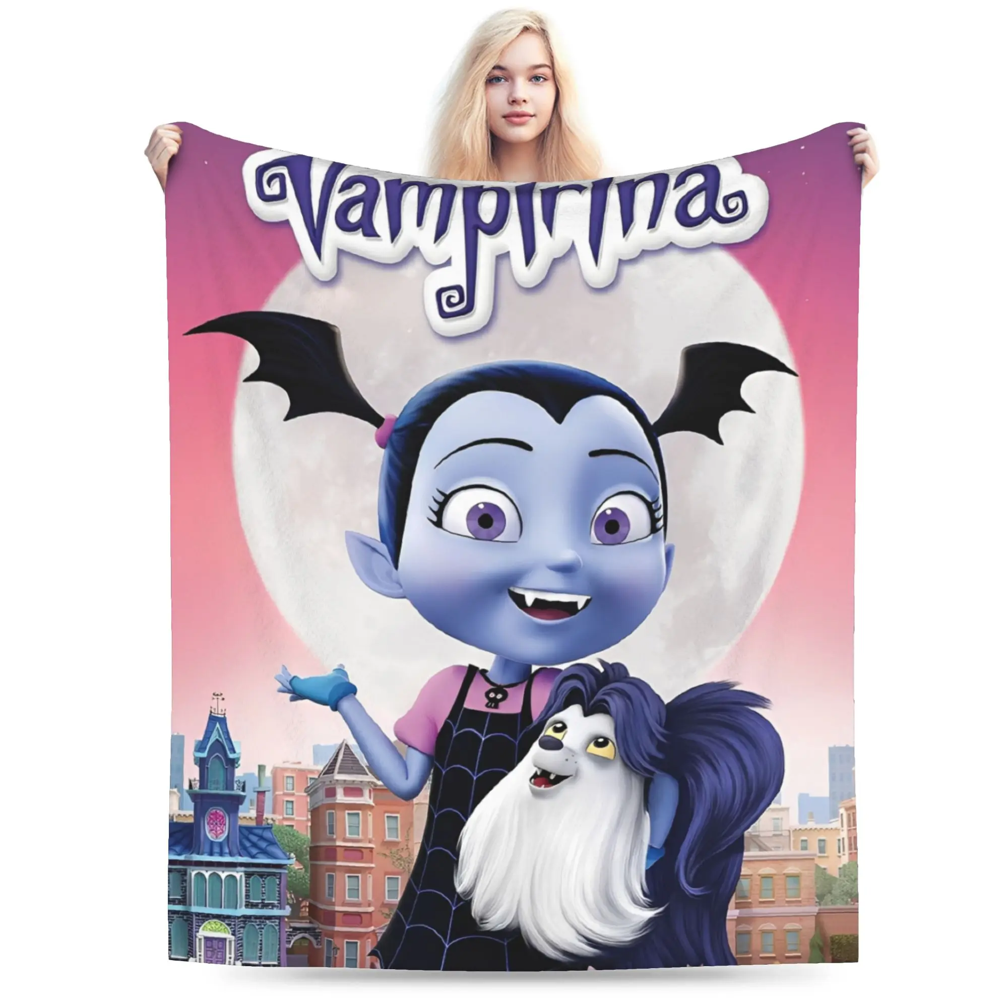 vampirina في سن المراهقة مصاص دماء بطانية مطبوعة للرجال النساء سوبر لينة دافئ رمي البطانيات للسرير 50x60 بوصة أحجام متعددة #5