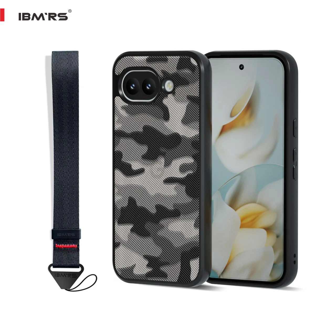 

IBMRS for Google Pixel 10a Camo Case, Shockproof Cover with Wrist Strap, PC+TPU Dual Layer Heavy Duty Armor