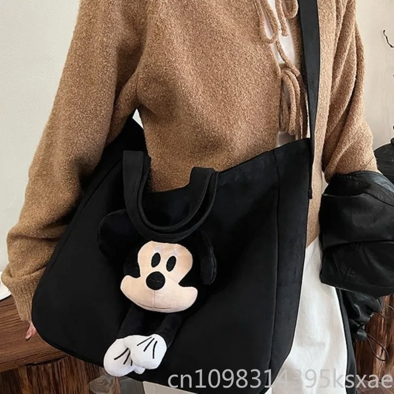 Design-Einkaufstasche mit Mickey-Print, großes Fassungsvermögen, Retro-Umhängetasche für den täglichen Weg zur Arbeit, Schule, Herbst und Winter, Damen