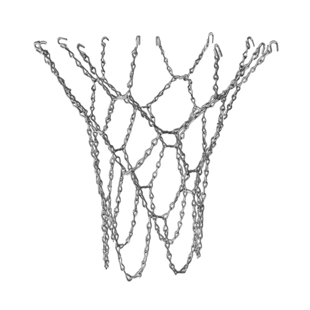 MagiDeal Heavy Duty Metal Chain Link Basketball Net for Standard Indoor or Outdoor Team Sports Basketball Hoop Rim Silver