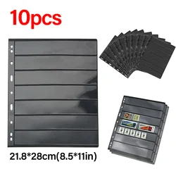10Pcs 7 Grid Postage Stamp Album Pages Coin Collection Stamps Holder Sheet PVC Loose-leaf Inners Refill Page not including Cover