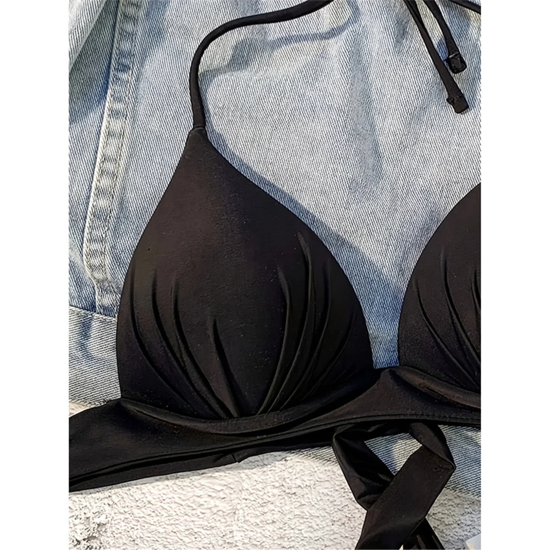 XS - XL Sexy Neckholder-BH mit Push-up-Effekt, Bikini-Oberteil, Damen-Badeanzug, Badebekleidung, Badeanzug, einfarbiges Strand-Oberteil V7019H – Detail 25