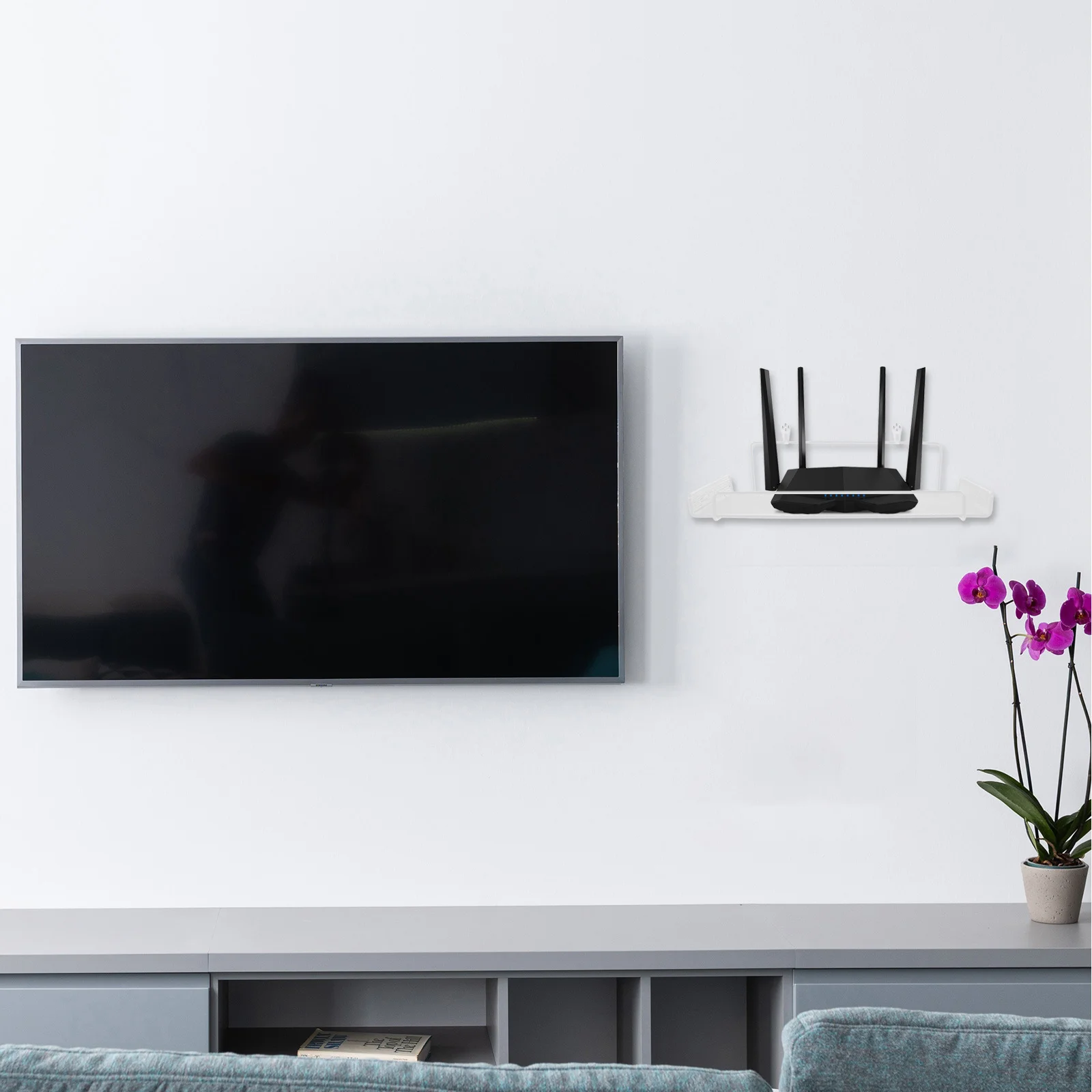 Support mural en fer, 1 pièce, étagère murale pour routeur, caméra de sécurité, support sans perçage, support de rangement Compact et robuste pour la maison