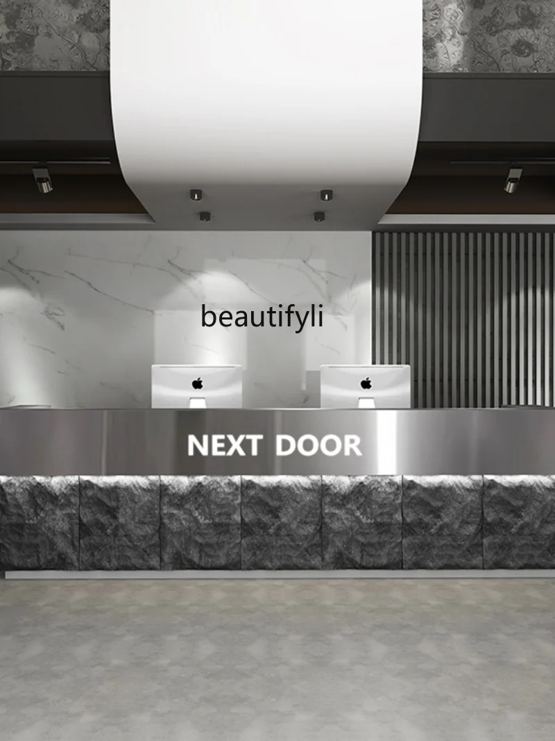 Industrial Style Bar Cashier Retro Rock Stone Bath Hall Gym Front Desk Company Reception Desk