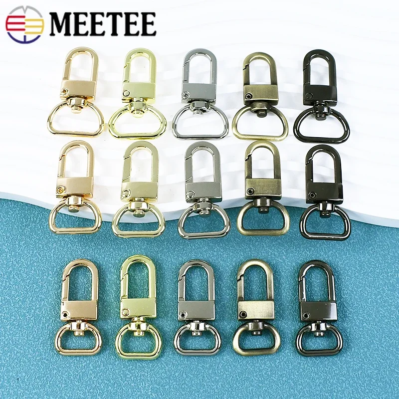 5/10Pcs Meetee 13/16/19mm Metal D Tail Buckle for Bag Strap Handbag Swivel Lobster Clasp KeyChain Snap Hook Hardware Accessories