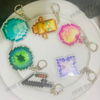 Anime Game Acrylic Keychain Pixel Miner Party Favors Cartoon Fun Bag Pendant Car Key Ring Gifts From Friends