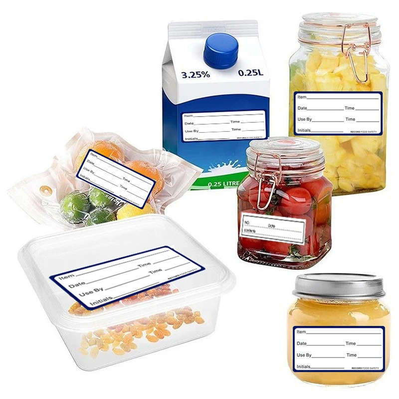 300pcs/roll Self-Adhesive Removable Food Storage Label Waterproof Date Content Label Kitchen Food Stickers