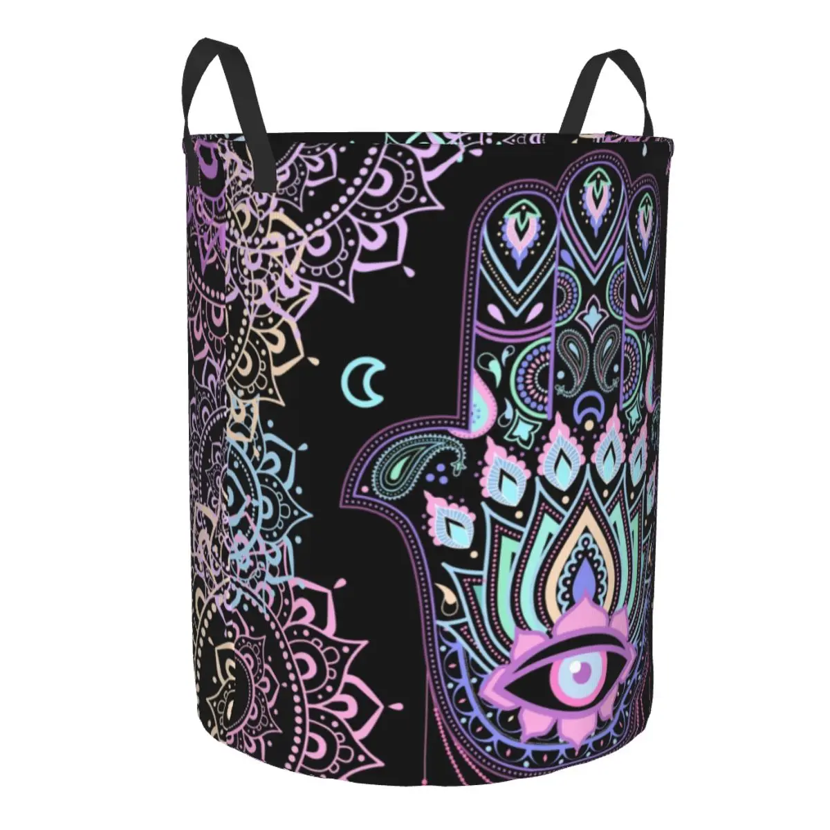 Pastel Hamsa Amulet Boho Laundry Hamper Large Storage Basket Evil Eye Fatima Mandala Floral Girls Boys Toy Organizer