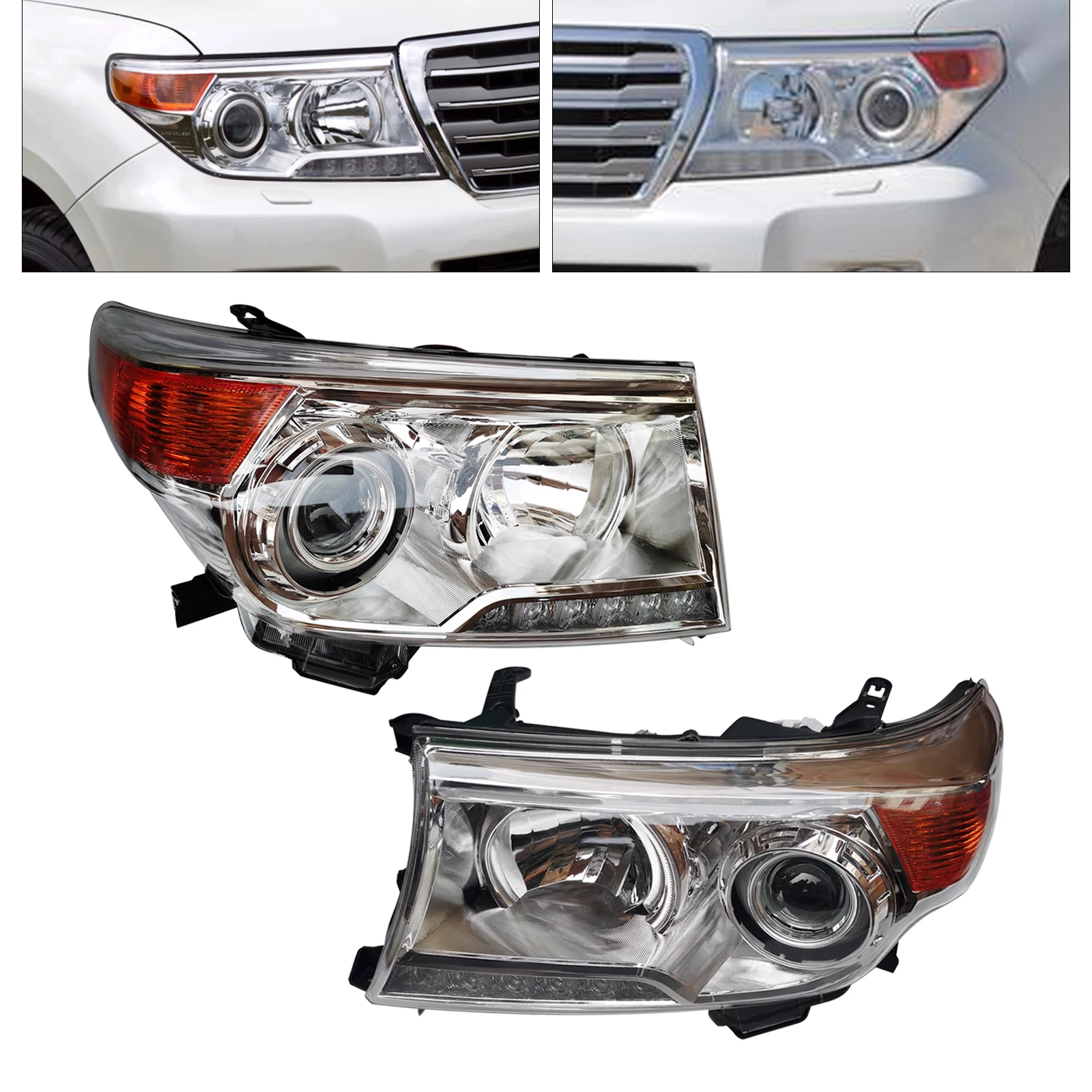 

2Pcs For Toyota Land Cruiser LC200 2008-15 Modified LED Front Head Lights Lamps