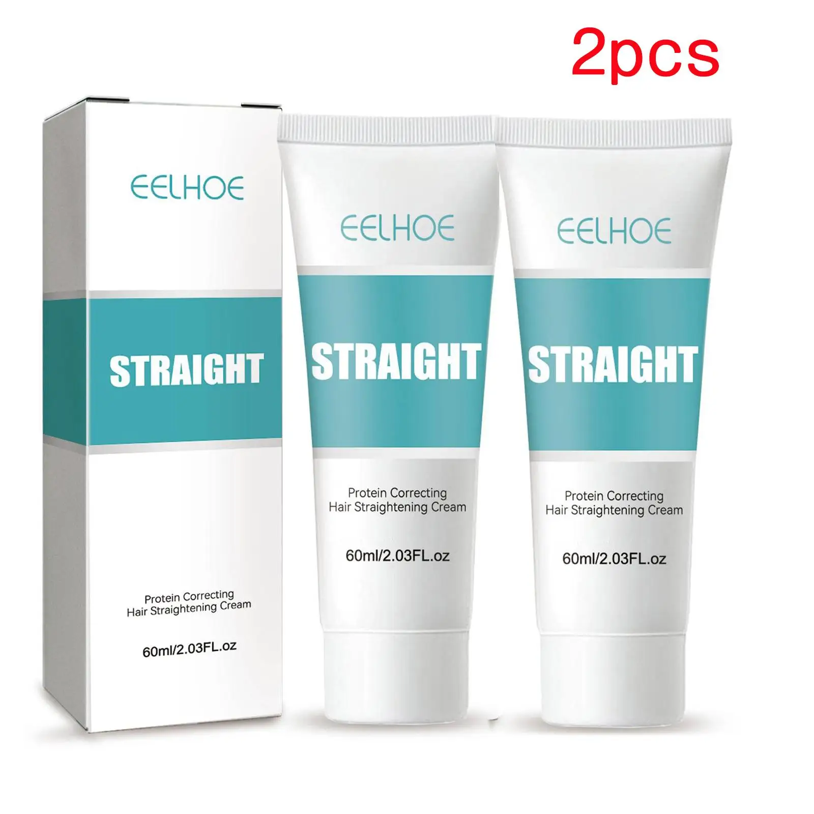 2PCS Keratin Hair Straightening Cream,Damaged Hair Treatment,Smoothing Protein Correction Cream,Faster Hair Straightening 60ml