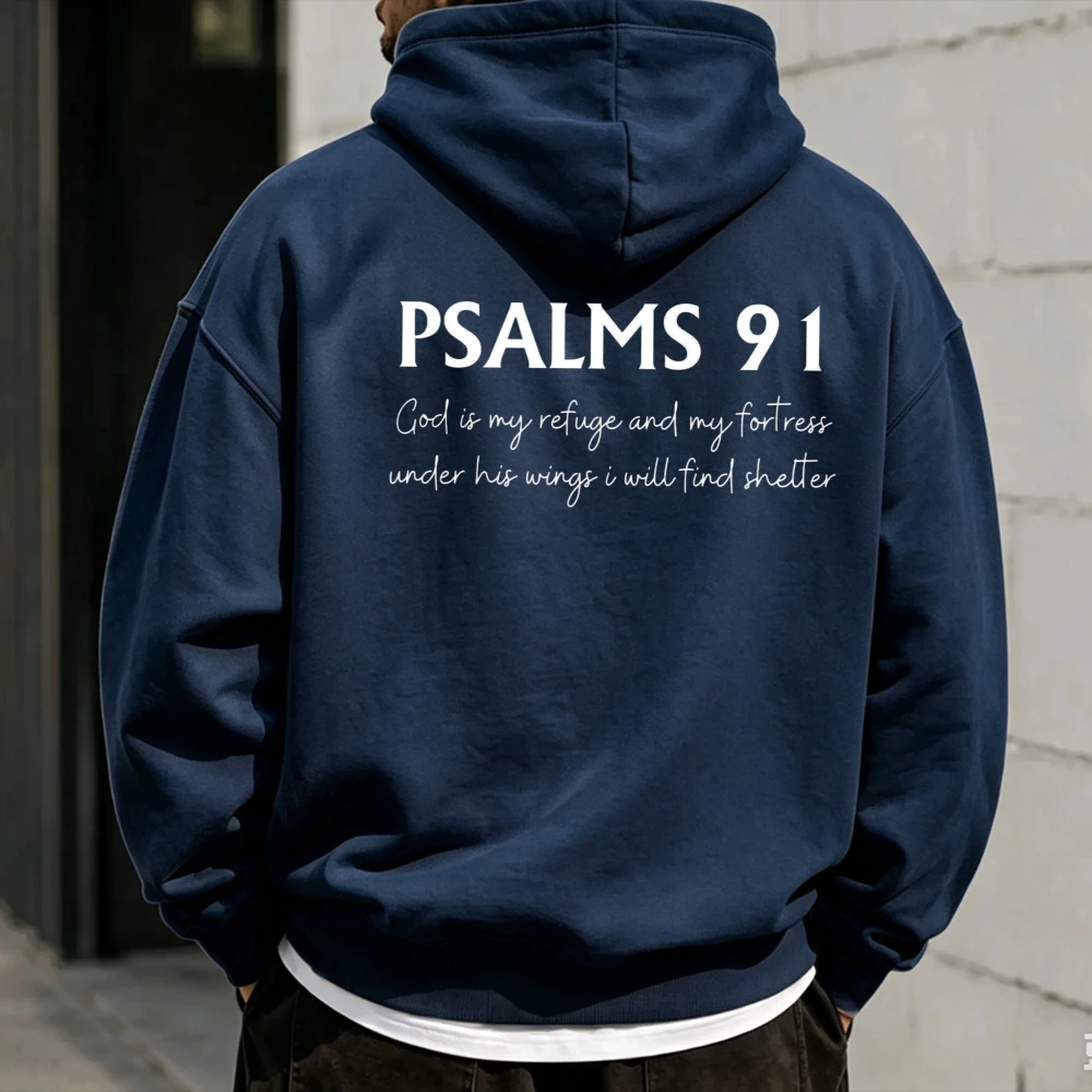 Psalms 91 Hoodie Christian Religious Bible Verse Sweater Faith Based Jumper Cross Jesus Love Top Autumn and Winter Fall Hoodies
