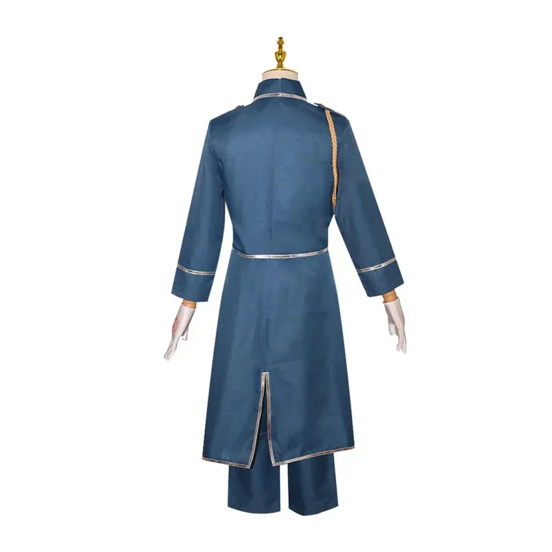 qq28LQAnime Fullmetal الخيميائي روي موستانج تأثيري حلي الأزرق للجنسين الزي العسكري هالوين الإخوان البدلة معطف السراويل G