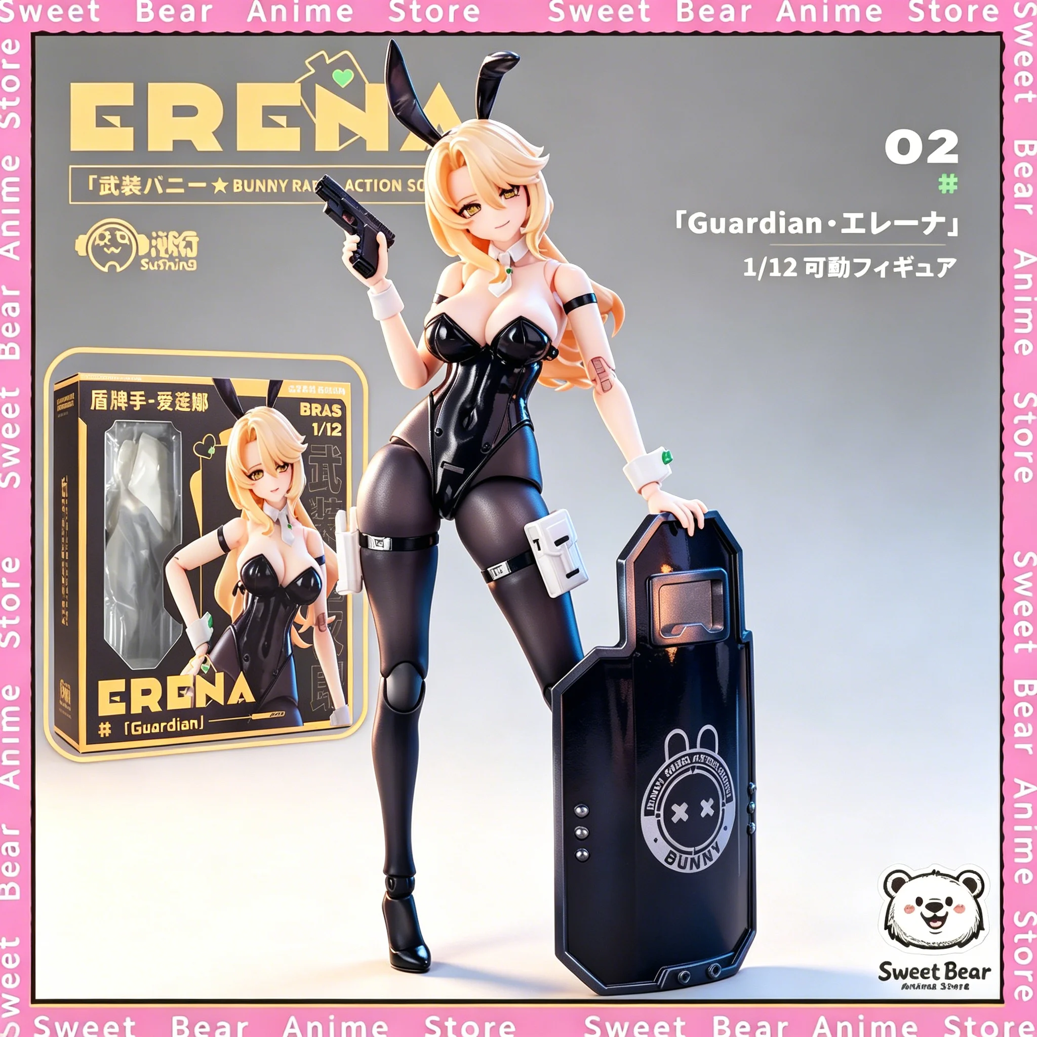 

In Stock Sushing 1/12 Scale Bunny Rapid Action Squad Shield Bearer Elena Mecha Girl Action Figure Anime Model Trendy Toys Doll