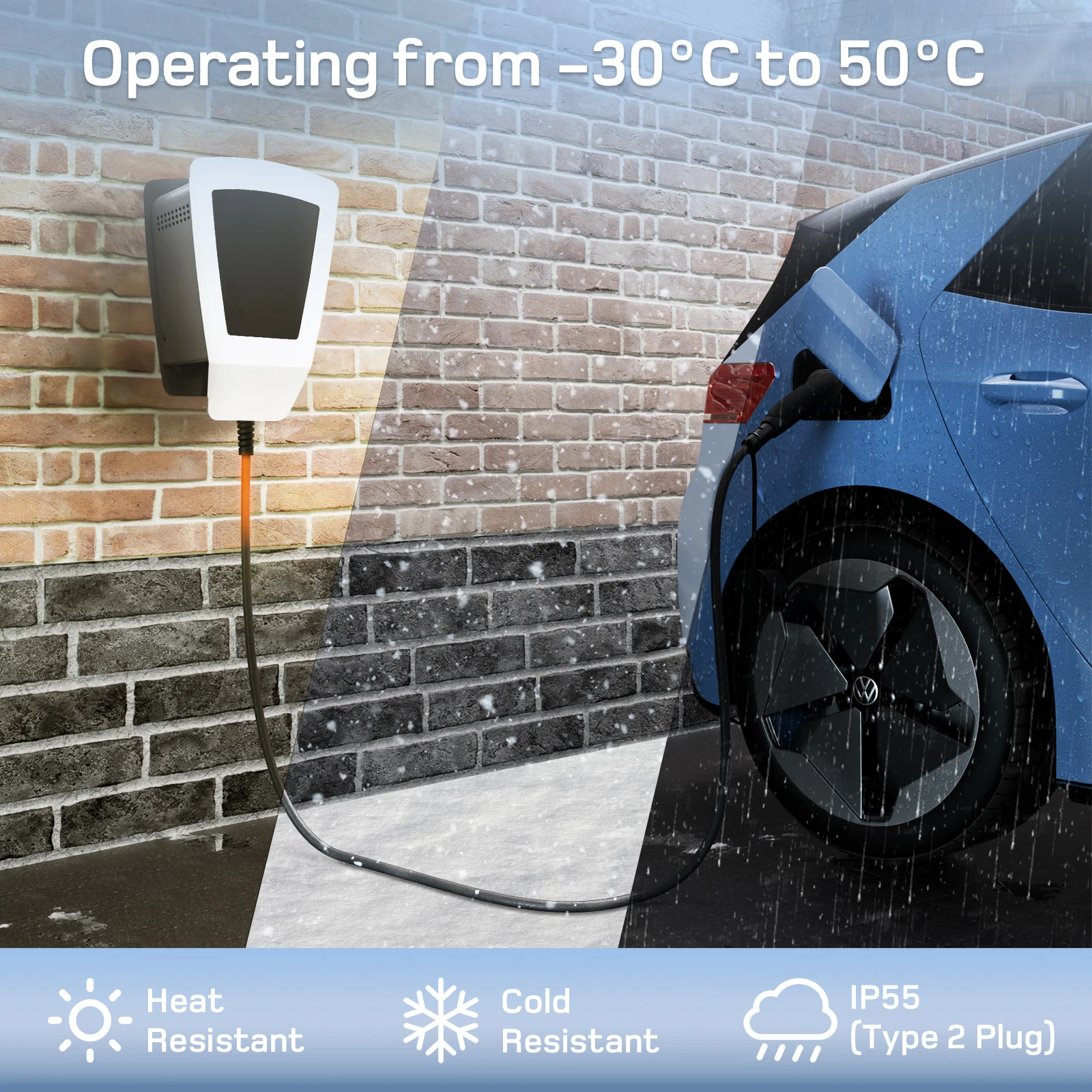 نوع dé 2 Wallbox استبدال كابل 11kW 3 المرحلة 16A كابل شحن السيارة الكهربائية لفتح نهاية 5m 7m 10m 15m 20m 25m خيارات