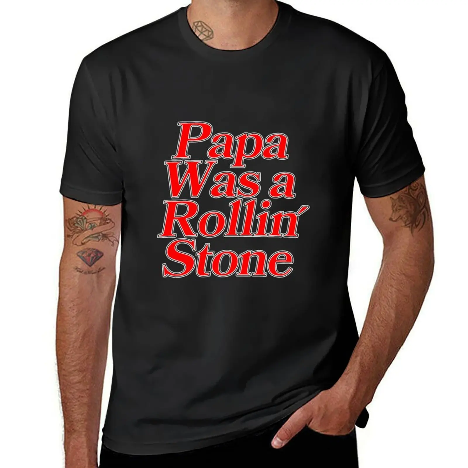 

Papa Was a Rollin Stone The Temptations Quote Red3726 T-Shirt Aesthetic clothing shirts graphic tees T-shirts for men cotton